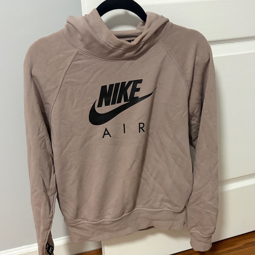 Nike Women's Crewneck Sweatshirt in Taupe with Black Logo
